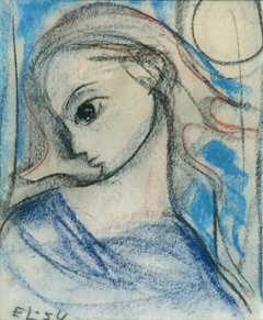 Pastellkrita p&aring; papper 1954