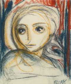 Pastellkrita p&aring; papper 1954