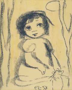 Pastellkrita p&aring; papper 1957